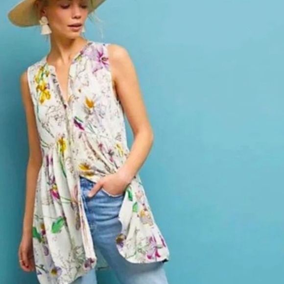 Anthropologie Tops - Anthropologie Nia Tunic Top Floral Medium